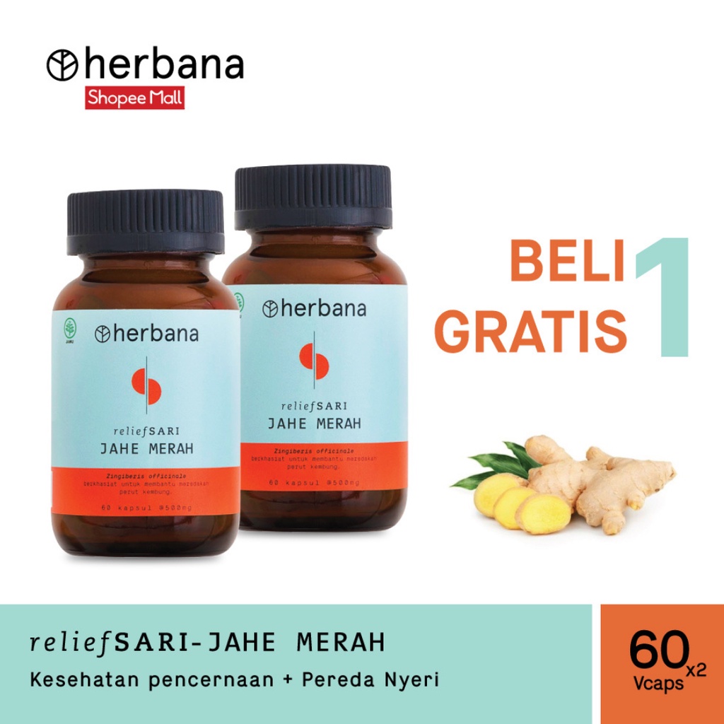 Jual BUY1GET1 Herbana Relief Sari Jahe Merah 60 Kapsul Shopee Indonesia