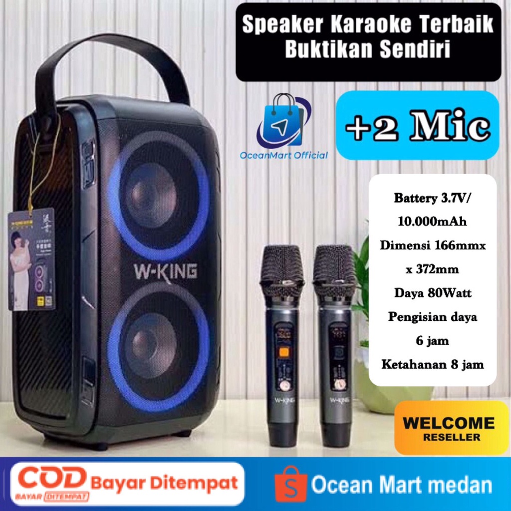 Jual WKing Speaker Bluetooth Karaoke Party Box Portable Wireless T9ii 2