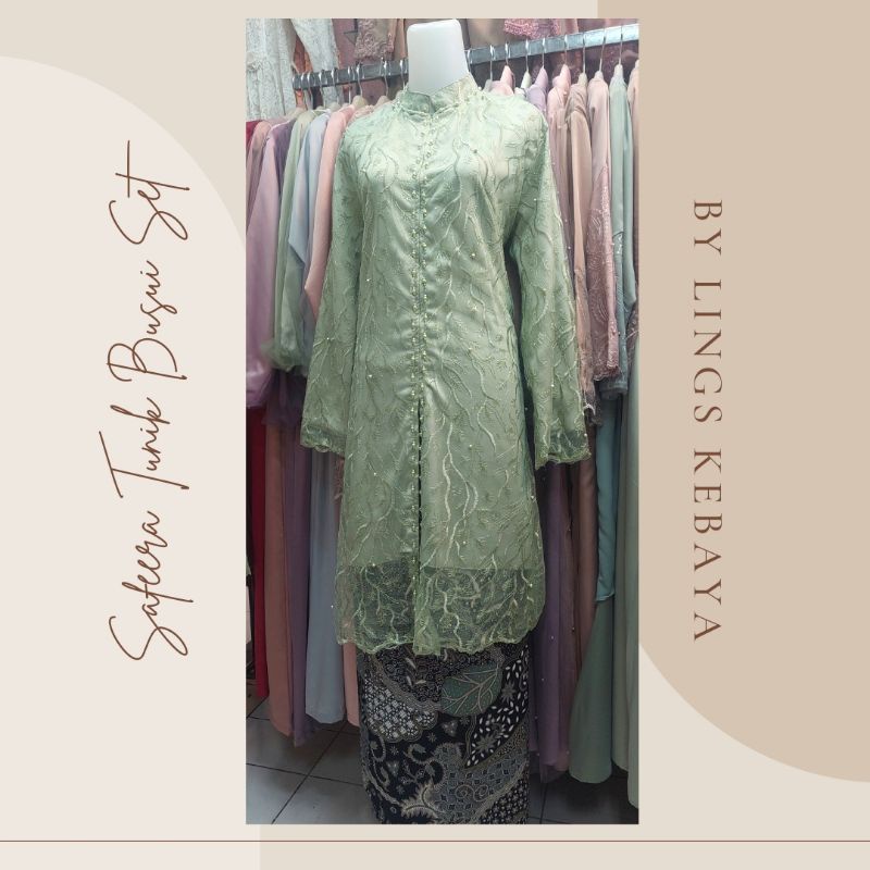 Jual Kebaya Modern Brukat Wisuda Kondangan Lamaran Busui Sage Green