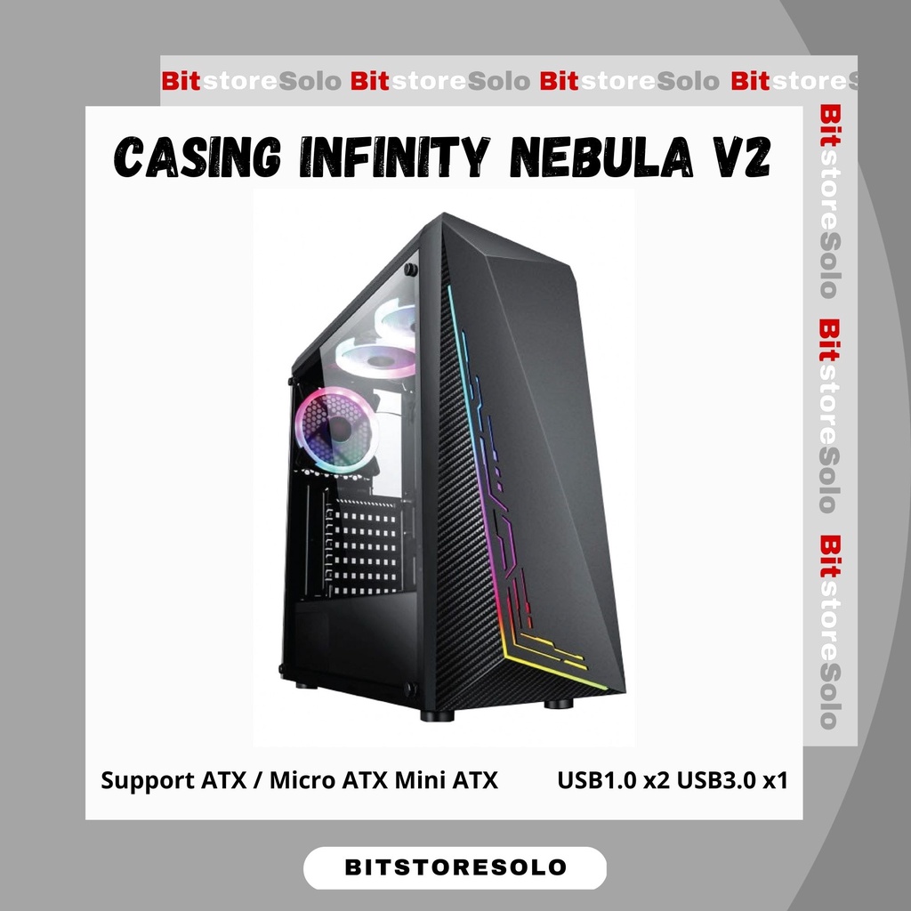 Jual Casing PC Gaming Infinity Nebula V2 ATX Plus Fan RGB Shopee