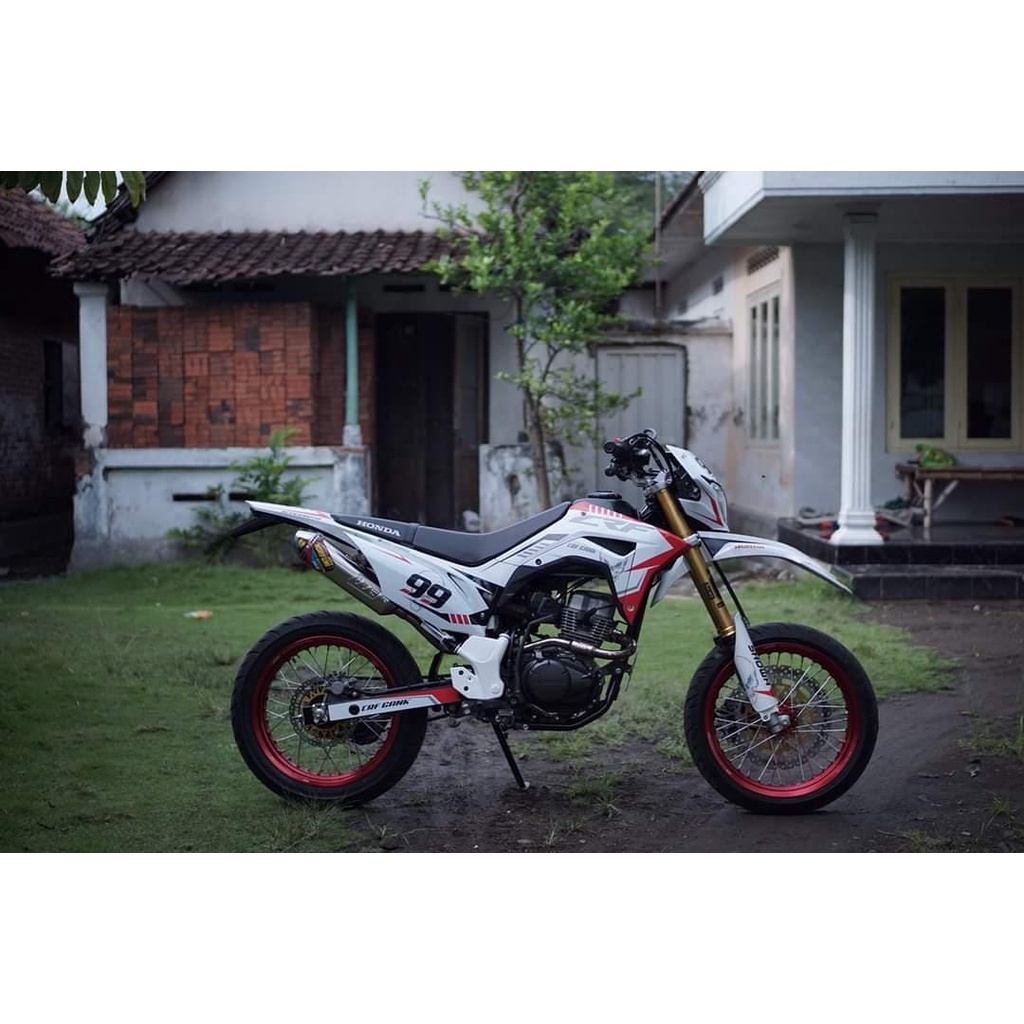 Jual DECAL HONDA CRF 150L PUTIH FULL BODY KEREN MINIMALIS SIMPLE MURAH