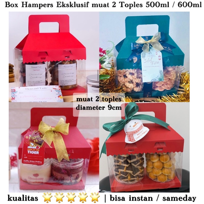 Jual Kotak Hampers RED Handle Mika Tebal Box Muat 2 Toples Diameter 9cm