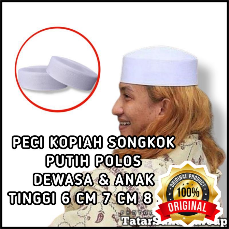 Jual Kopiah Haji Putih Polos Habib Tinggi Cm Cm Cm Peci Songkok