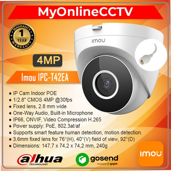 Jual Imou IPC T42EA 4MP POE AUDIO IP Camera Turret Indoor Paket CCTV