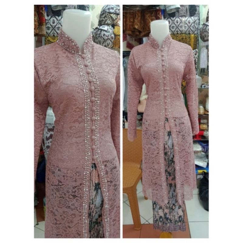 Jual Kebaya Brokat Mix Payet Mutiara Setelan Ibu Besan Kebaya Modern