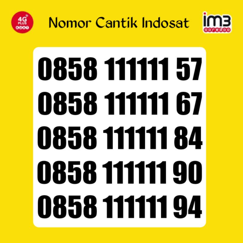 Jual NOMOR CANTIK IM3 OOREDOO HEXA 111111 SUPER Langka Prabayar 111 111