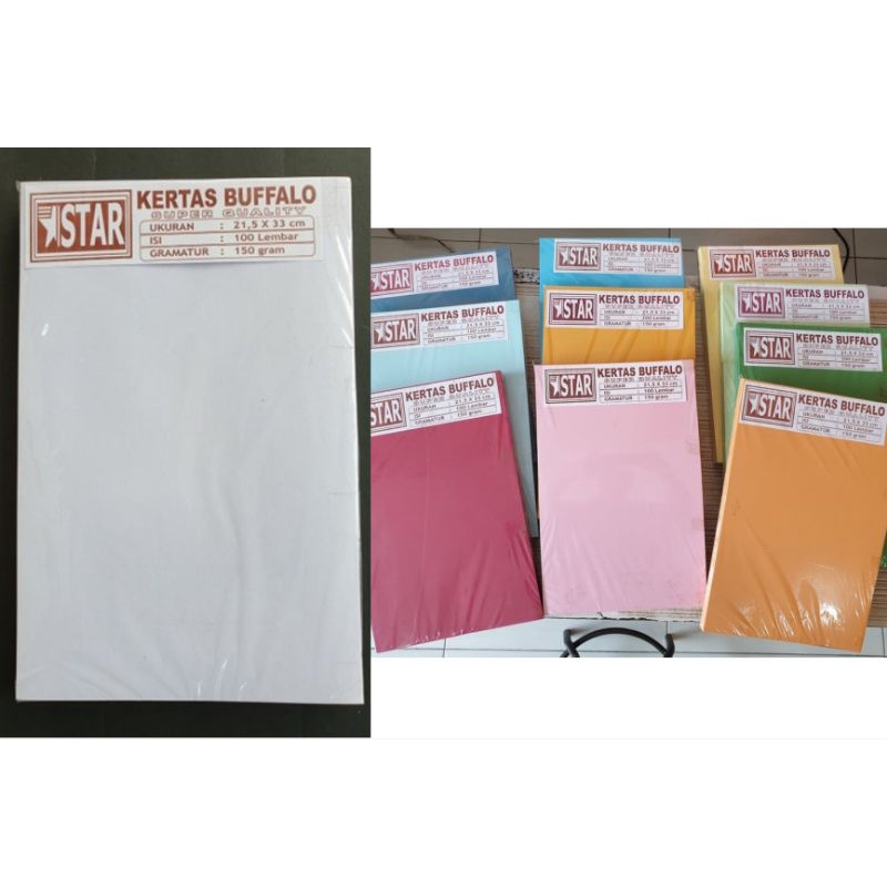 Jual Kertas Buffalo STAR Putih Warna Ukuran F4 Per Pak Isi 100