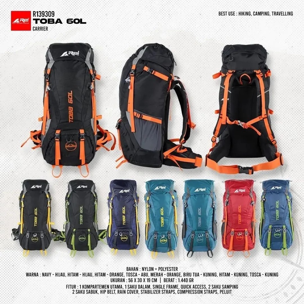 Jual Tas Gunung Carrier Toba 60 L Arei Outdoorgear Keril Rei Shopee