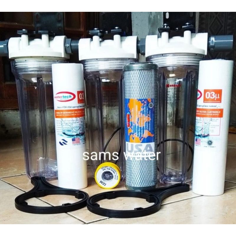 Jual Paket Filter Air Sumur PDAM 3 Tabung Nanotec 10 Inch Lengkap Isi