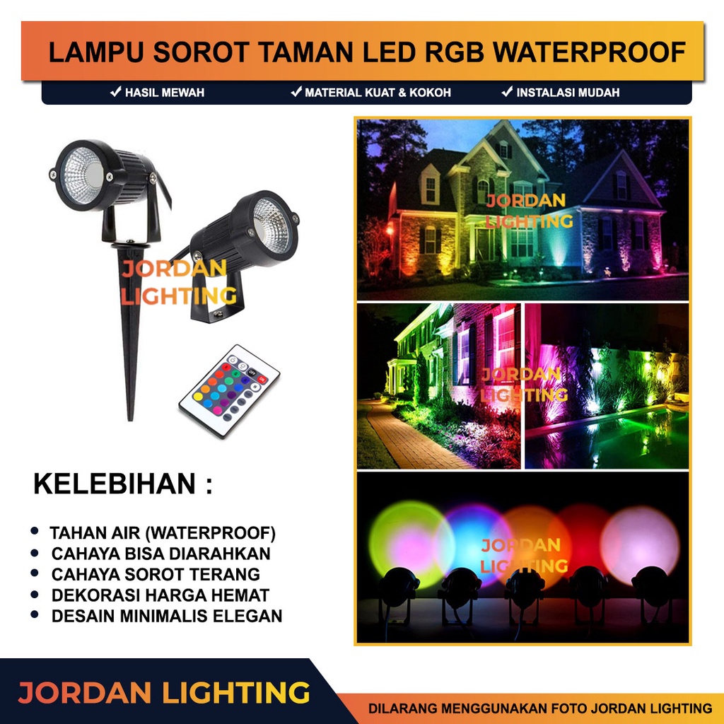 Jual Lampu Sorot Led Taman Tancap Watt Cob V Outdoor Rgb Warna