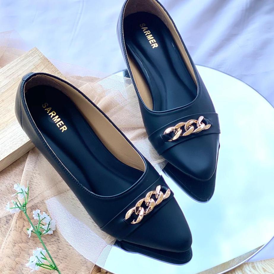 Jual Wda Sarmer Mirandah Flatshoes Black Edition Shopee Indonesia