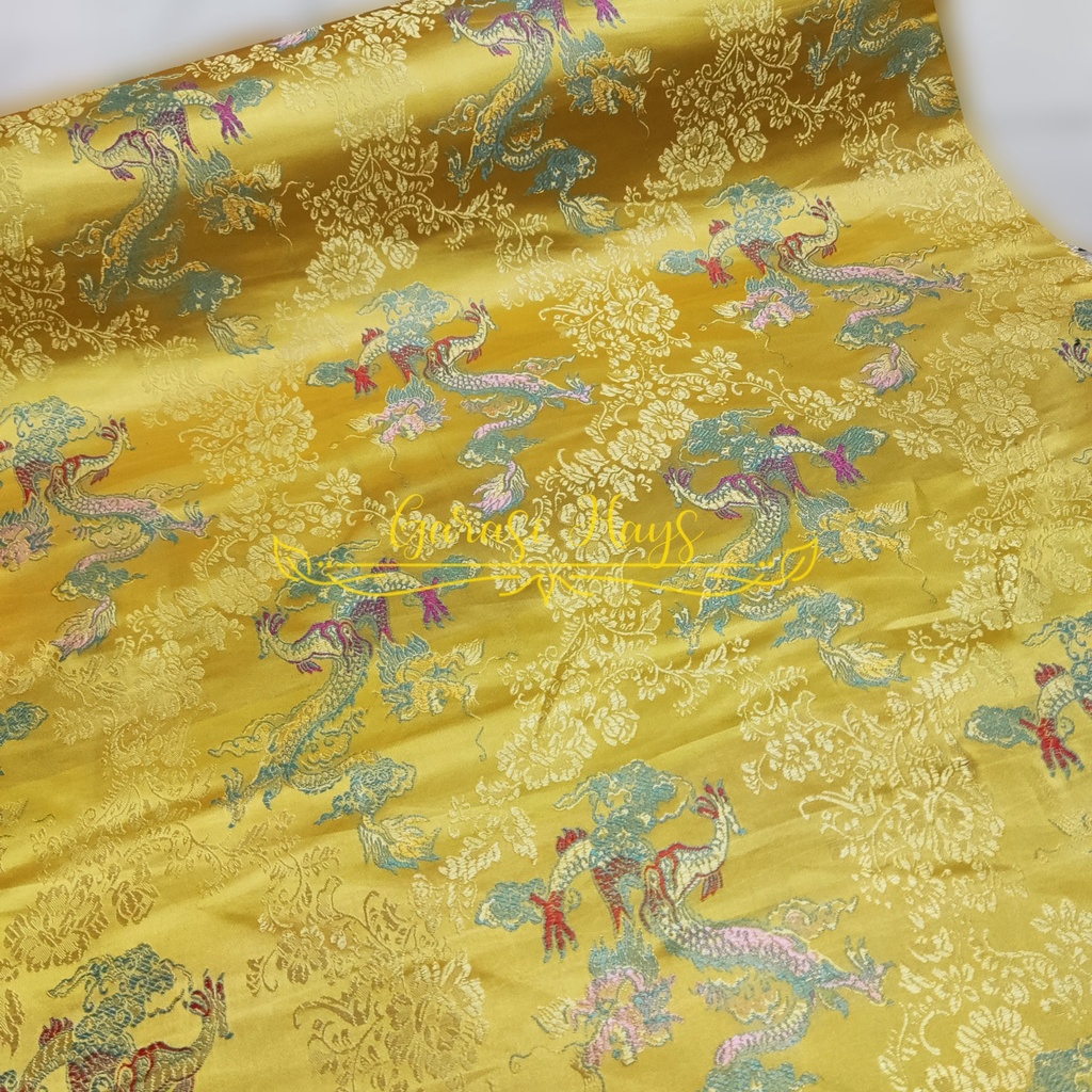 Jual Kain Cheongsam Cheong Sam Jibao China Gold Kuning New Naga Liong