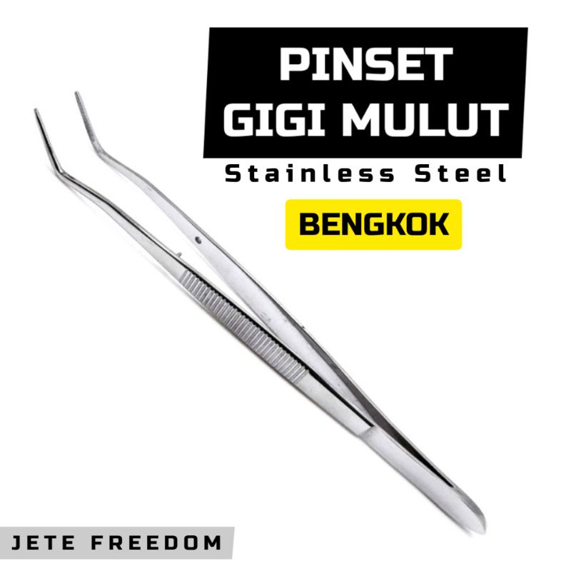 Jual Pinset Gigi Mulut Bengkok 16cm Dental Tweezer Peralatan Diagnostik