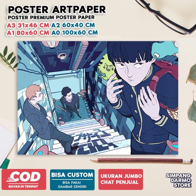 Jual Poster Mob Psycho 100 Shigeo Kageyama Katsuya Ekubo Tome Tenga