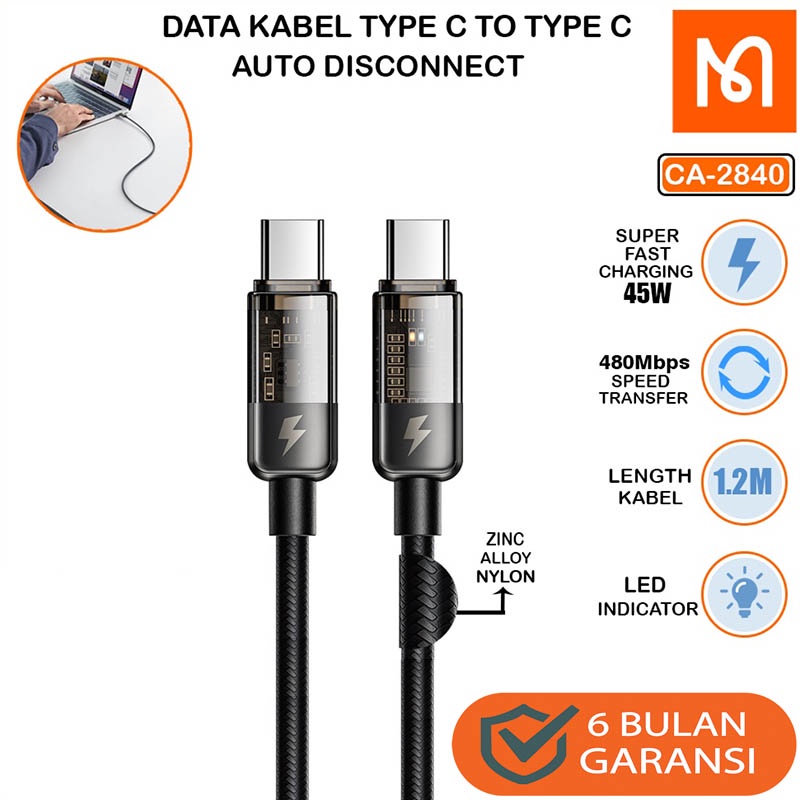 Jual Mcdodo Ca Type C To C Auto Disconnect Cable W Cm