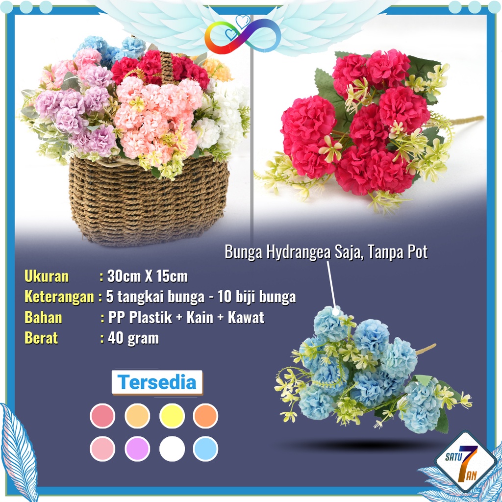 Jual Bunga Hydrangea Hias Bunga Tangkai Buket Plastik Ornamen Pajangan