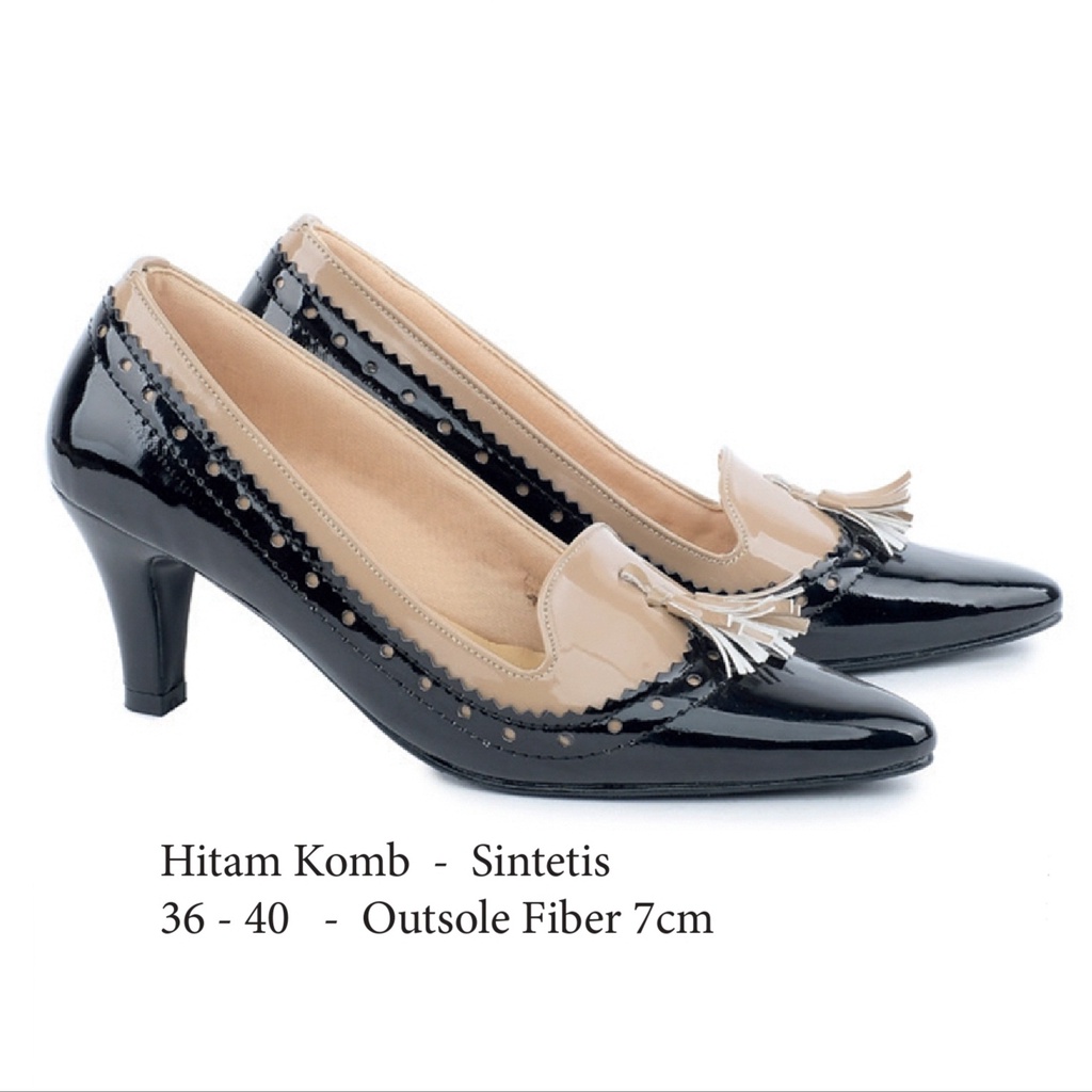 Jual Sepatu Formal Wanita Pantofel Hitam Heels 7cm Cantik Buat Kerja