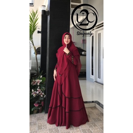 Jual Gamis Syari Set Khimar Haifa Premium Ceruty Babydoll Halus Lembut