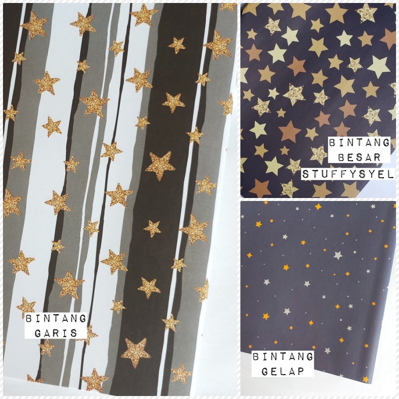 Jual Kertas Kado Bintang Star Bisa Untuk Sampul Kertas Kado Sansan Wawa