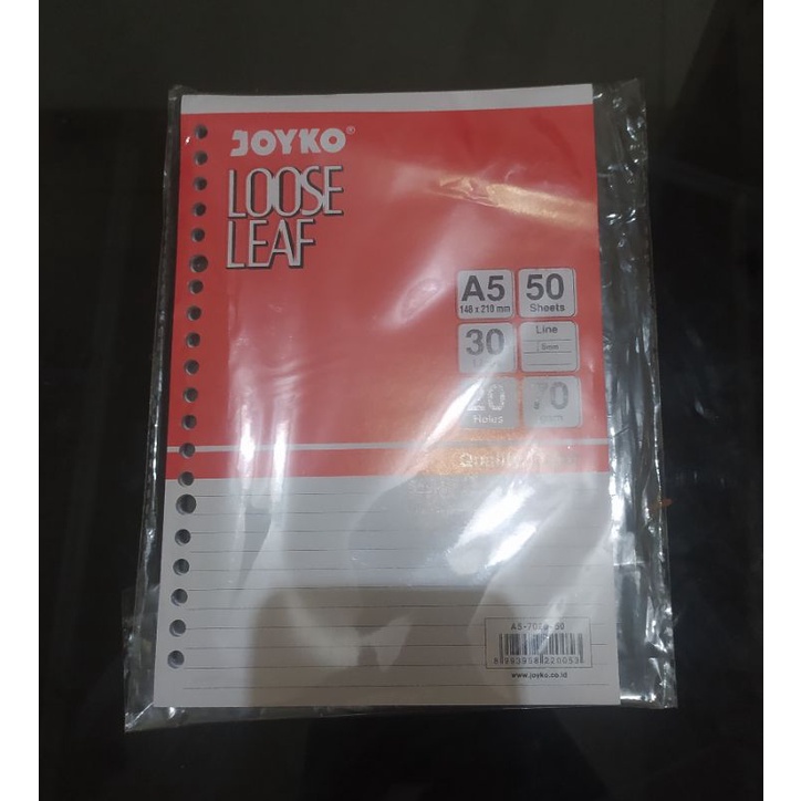 Jual 0Loose Leaf Polos Kertas File Polos Note Isi Binder Polos A5 50