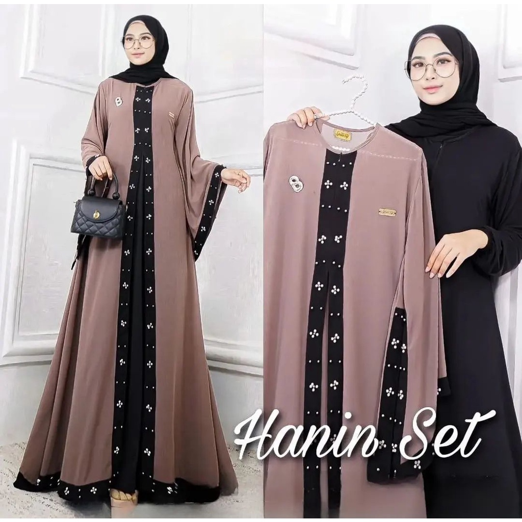 Jual Aretha Terbaru Hanin Set Dress Ceruty Babydoll M L XL Kondangan