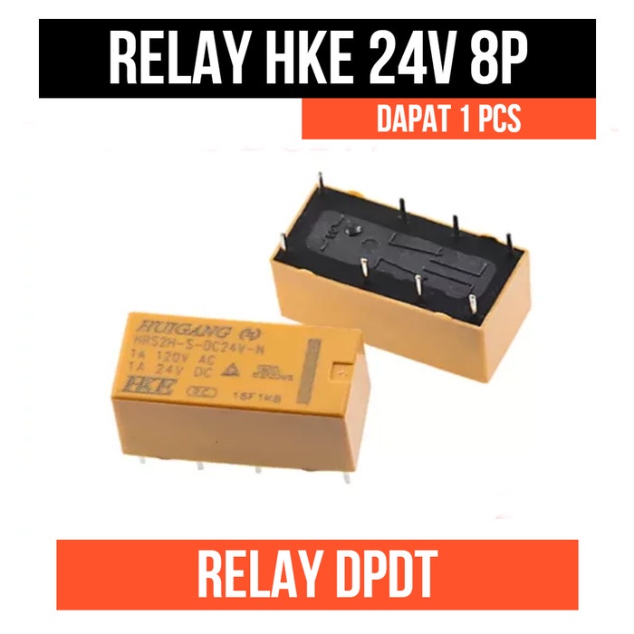 Jual Relay 24V 8P HKE DPDT 24 V 24 Volt 8 Pin Kaki Max Arus 2A 2 Ampere