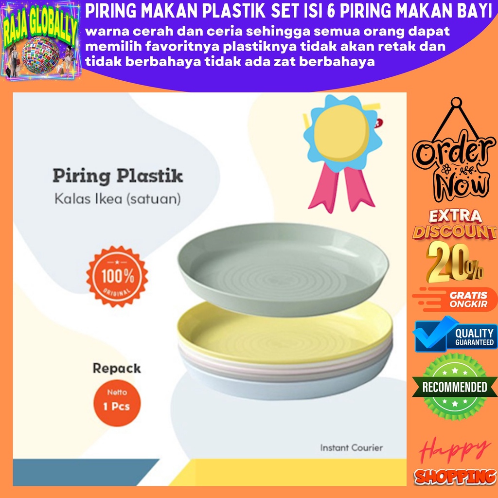 Jual PIRING MAKAN PLASTIK SET ISI 6 PIRING MAKAN BAYI WARNA PASTEL