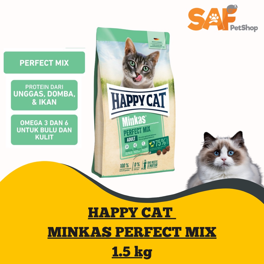 Jual Happy Cat Minkas Perfect Mix Kg Makanan Kucing Dewasa Shopee