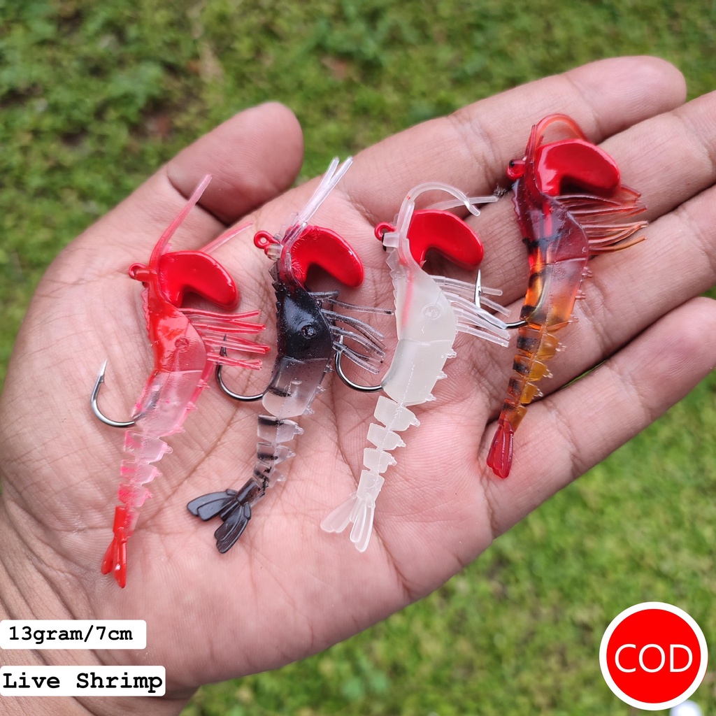 Jual Umpan Casting Udang Live Shrimp 13gram 7cm Soft Lure Udang