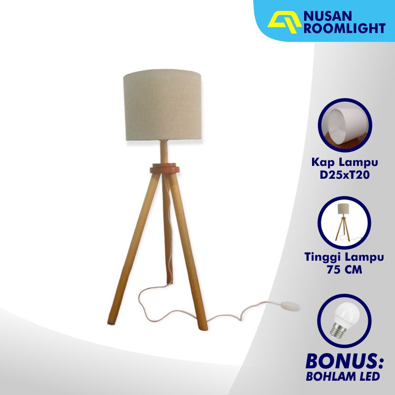 Jual Lampu Tripod Lampshade Lampu Tidur Meja Nakas Hias Kamar Tripod