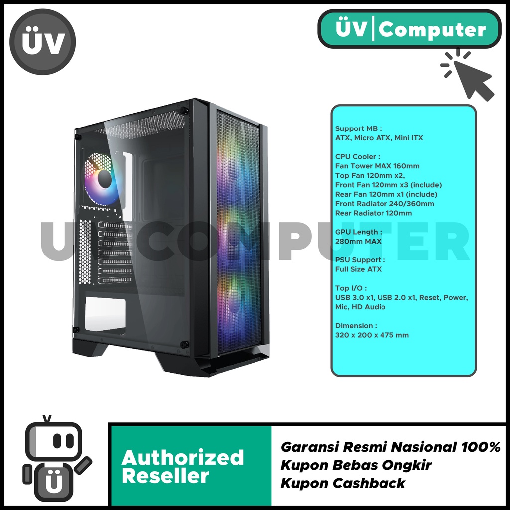 Jual Casing Pc Komputer Enlight Infinity Nebula V Mid Tower Atx Case