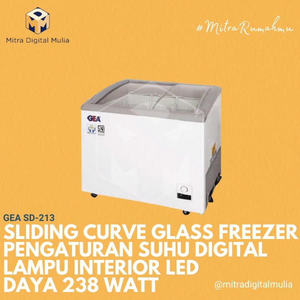 Jual GEA SD 213 Sliding Curve Glass Freezer 213 Liter Shopee Indonesia