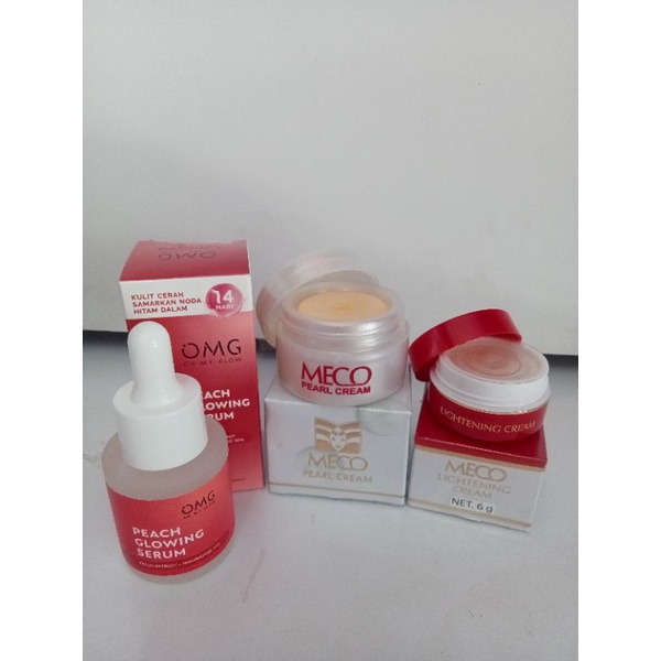 Jual Paket Meco Pearl Cream Siang Dan Malam Plus Serum Lengkap Shopee