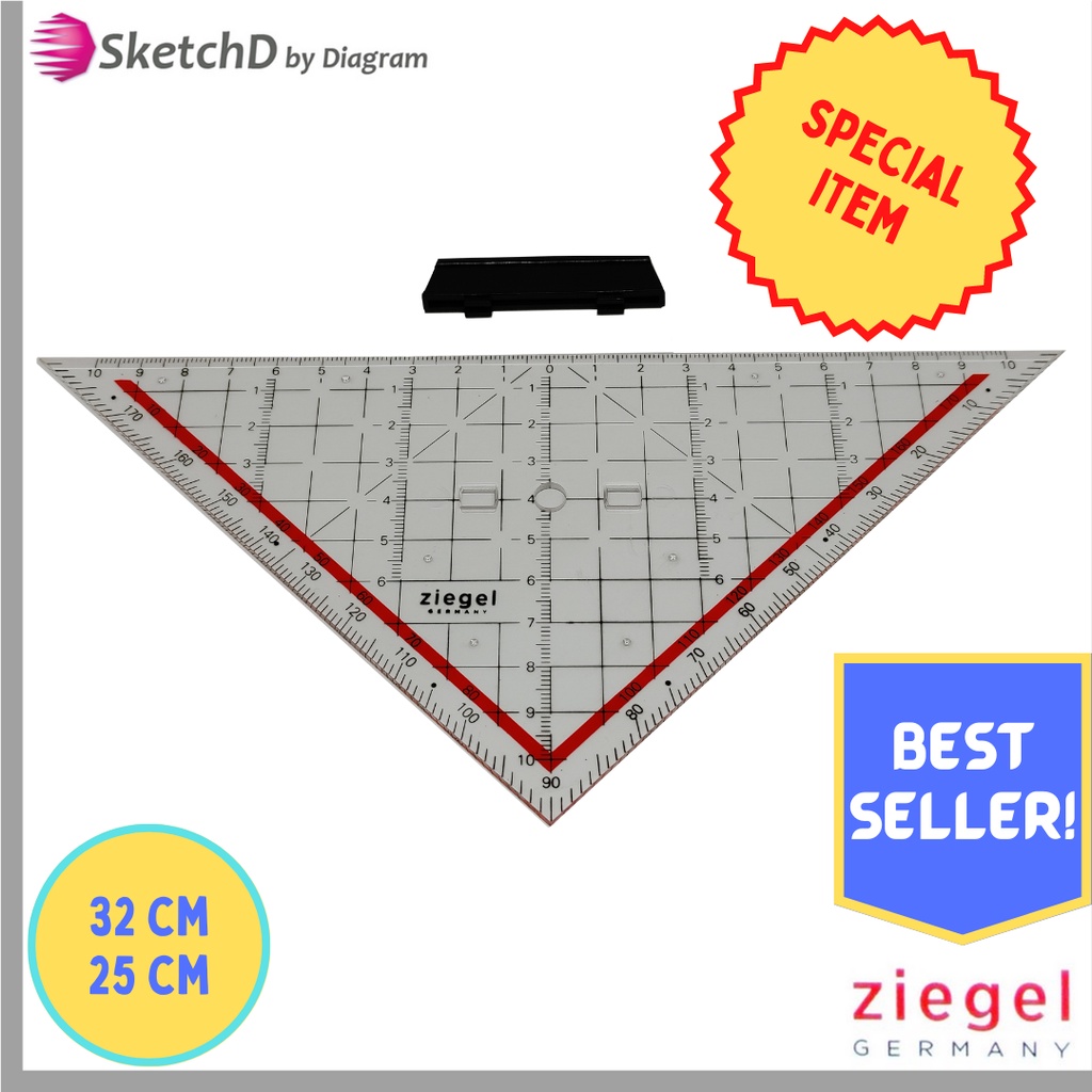 Jual Mistar Penggaris Segitiga Pegangan Ziegel Ruler Template