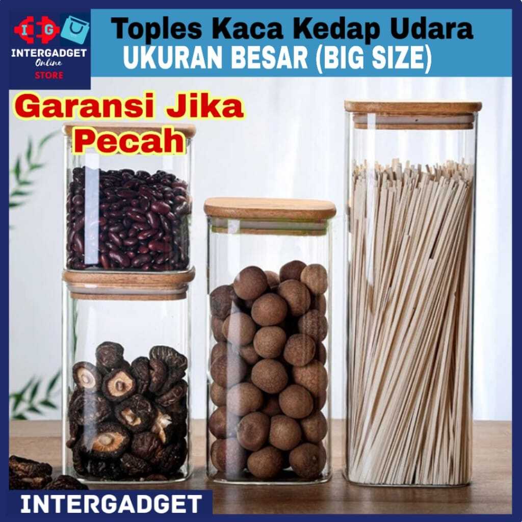 Jual Toples Ukuran Besar Toples Kaca Tutup Kayu Kedap Udara Shopee