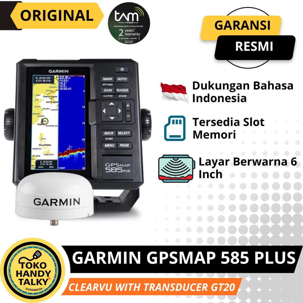 Jual GARMIN GPSMAP 585 PLUS SEA CLEARVU TRANSDUCER GT20 NEW ORIGINAL