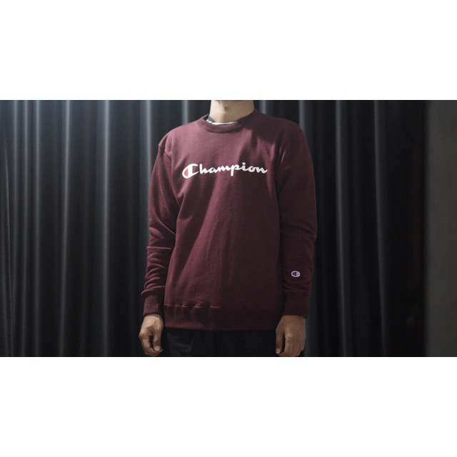 Jaket pria wanita crewneck champion maroon original BNWOT