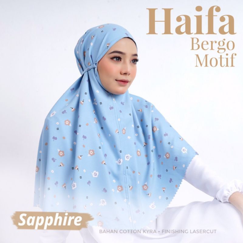 kerudung bergo motif/hijab instan motif/bergo premium bahan maxmara import/hijab sehari-hari-Sapphire