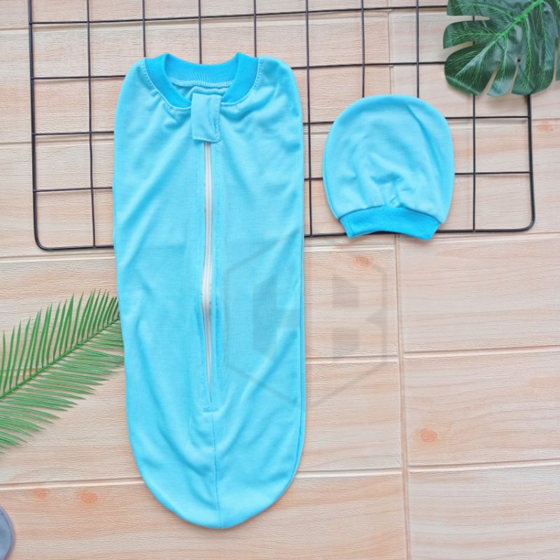 1 pcs bedong instan resleting bayi + topi