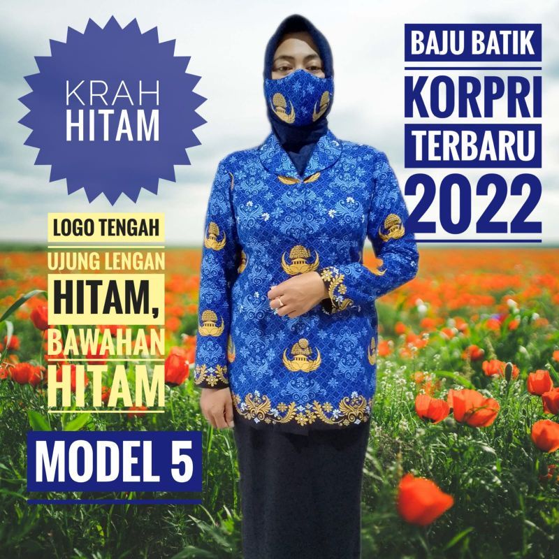 seragam batik korpri model 4 dan 5 Krah hitam terbaru termurah