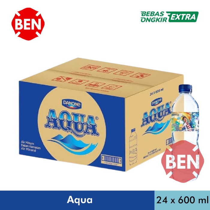 (BISA COD) Aqua 600ml 600 ml 1 Dus 24 Botol Air Mineral Tanggung Sedang Murah