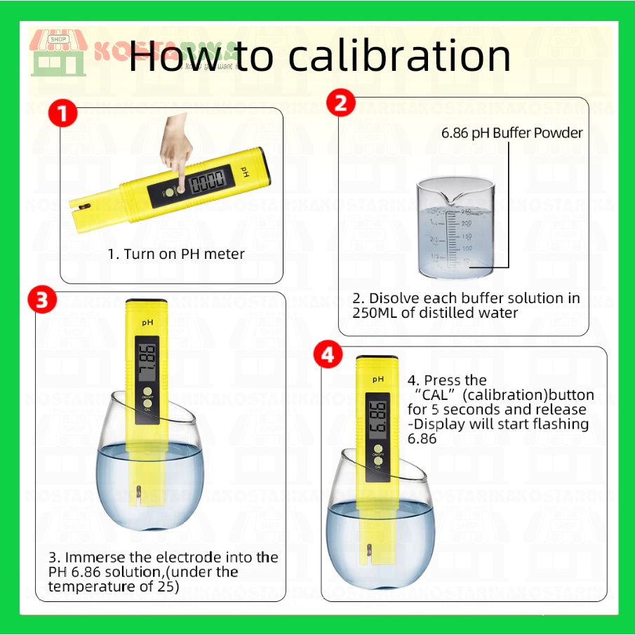 KOSTARIKA Ph Meter Alat Ukur Air Hidroponik Ph Meter Digital Ph Air Digital Ph