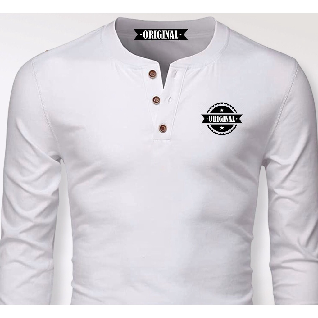 kaos kancing kerah shanghai tangan panjang / semi koko / kaos koko