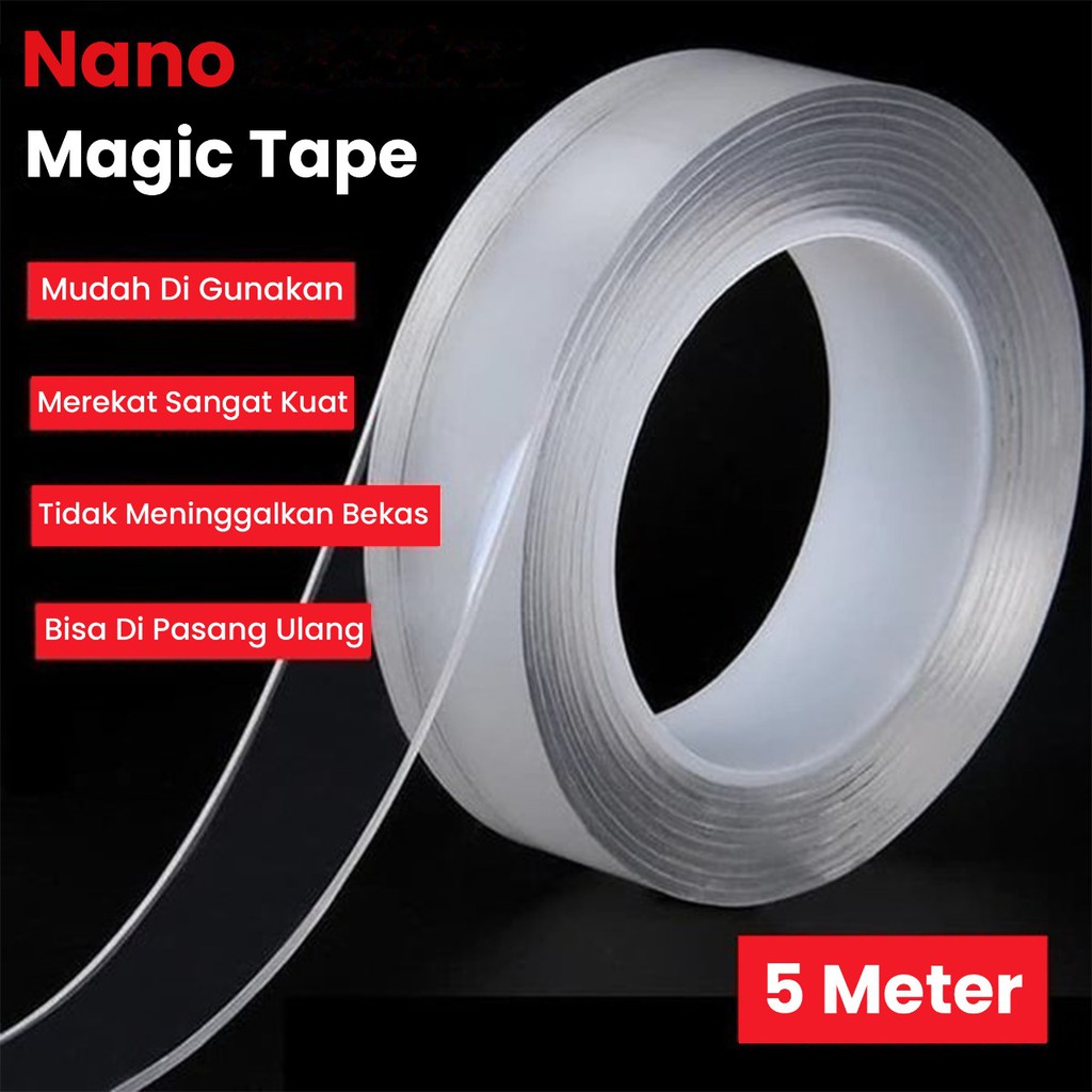 

NANO MAGIC TAPE 5M TRANSPARAN DOUBLE TAPE 5 METER SOLASI SELOTIP BENING LEM AJAIB PEREKAT SERBAGUNA