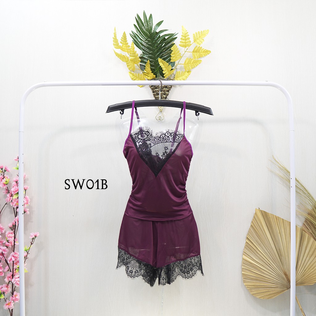 [PRODUK FAVORIT] SET BAJU TIDUR LINGERIE SEXY PREMIUM MERAH WINE SW01B