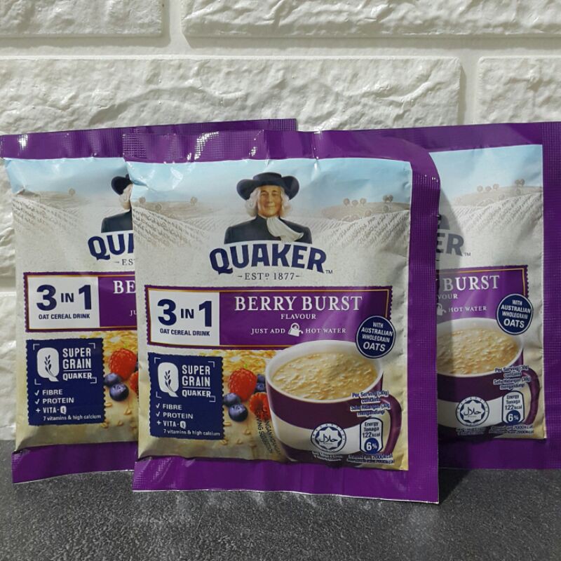 

Quaker 3 in 1 Oat Cereal Drink Berry Burst Sachet Eceran