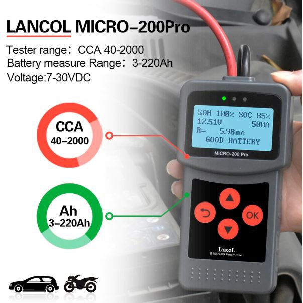 Alat Tester Aki Mobil dan Motor Micro-200 Battery Tester Analyzer Lancol Micro 200 PRO Original