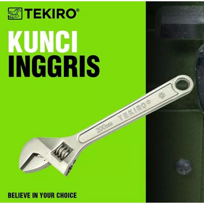 TEKIRO Kunci Inggris 8 10 12  Inch Adjustable Wrench 8&quot; 10&quot; 12&quot; Alat Mengencangkan Melepas Mur Baud