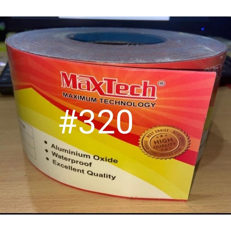 amplas meteran/amplas rol ukuran #320 maxtech harga perol (50m)