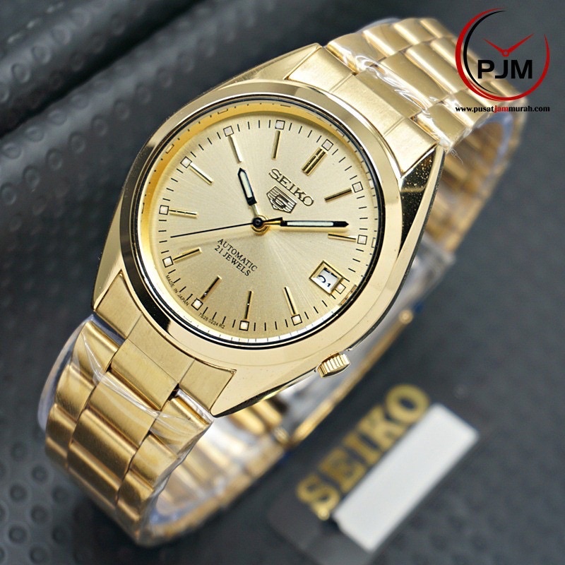 Jam Tangan SEIKO 5 Automatic | Otomatis | 21 jewels Pria & Wanita Rantai Gold Silver Tanggal
